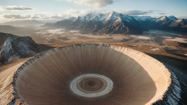 Large Radio Telescope Dish in a Desert Landscape