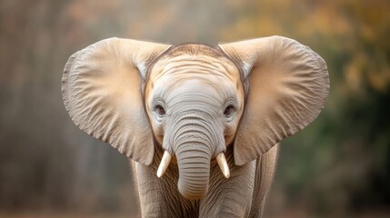 Enchanting portrait of a juvenile elephant with large ears and gentle eyes, close-up wildlife