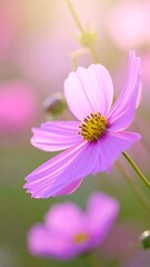 Soft focus of a vibrant pink cosmos flower