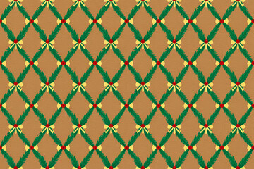 Naklejka premium Intricate art deco inspired geometric pattern with green and gold elements
