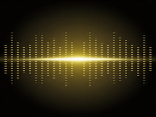 Abstract golden equalizer bars with bright light in the center