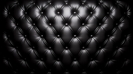 Obraz premium Dark black tufted leather upholstery texture background