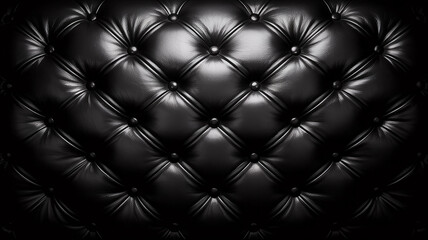 Obraz premium Dark black tufted leather upholstery close up texture background