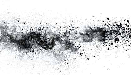 Fototapeta premium Swirling, textured, dark gray powder stream against a clean white background