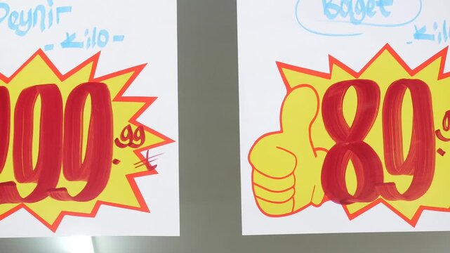 Price tag showing affordable baget for customers in store