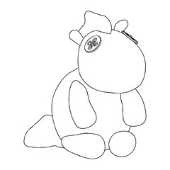 Outline for Coloring of Horse Plush Cute and Funny Toy. Vector Illustration.