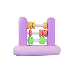 Colorful Abacus Illustration on Transparent Background Mathematical Tool for Calculation with Pastel Purple Frame and Bright Beads for Kids
