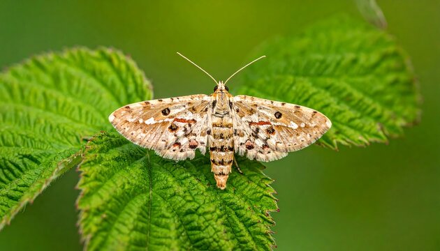 Close-up of a moth resting on a leaf - Powered by Adobe
