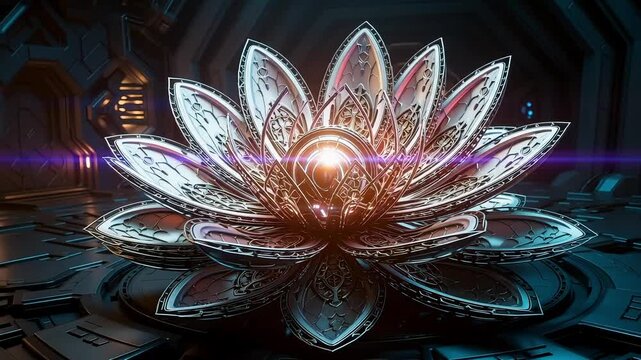 Unveiling a mysterious, intricate metallic sphere in a futuristic, dimly lit digital environment, hinting at advanced technology and unknown cosmic energy.