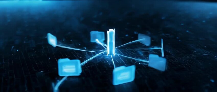Data Network Abstract Digital Connection of Folders and Files