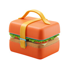 Orange lunchbox with sandwich