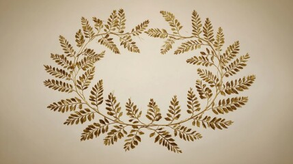 An intricately designed wreath-like arrangement features miniature trees symmetrically placed around a central oval axis