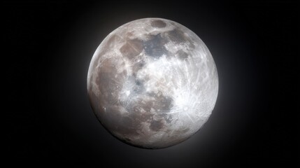 Detailed view of Earth's moon with illuminated and shadowy regions showcasing lunar geography, craters, plains,
