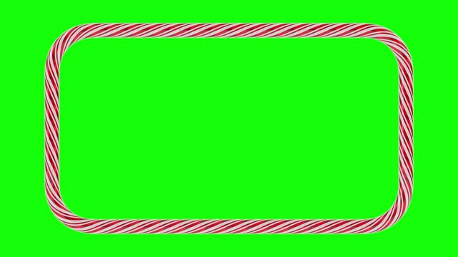 Frame from candy cane on green background. Isolated 3D illustration