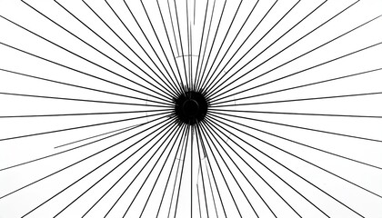 Abstract composition featuring radial lines converging towards a central dark spot