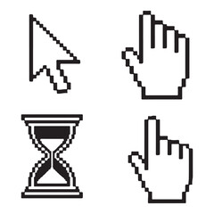 Pixel cursors icons - mouse cursor hand pointer hourglass - Illustration