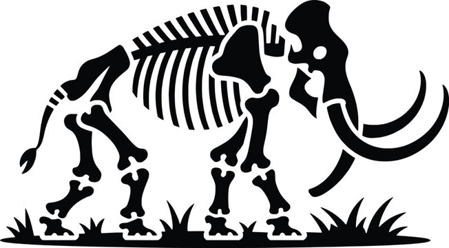 Mammoth skeleton fossil prehistoric animal ancient creature bone structure grass