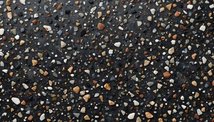 Colorful Small Pebbles and Stones on Black Surface – Natural Gravel Texture Background for Decorative Flooring, Abstract Design, and Creative Patterns