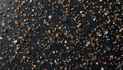 Colorful Small Pebbles and Stones on Black Surface &ndash; Natural Gravel Texture Background for Decorative Flooring, Abstract Design, and Creative Patterns