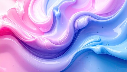 Abstract Liquid Swirls in Pastel Pink Purple and Blue Colors with Light Reflections Digital Art