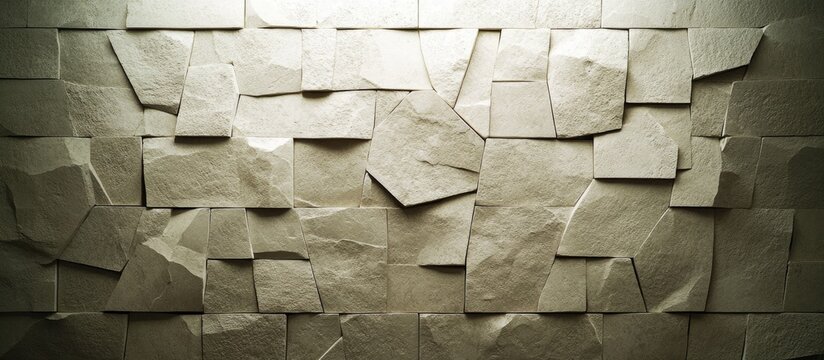 Textured stone mosaic wall with a spotlight - Powered by Adobe