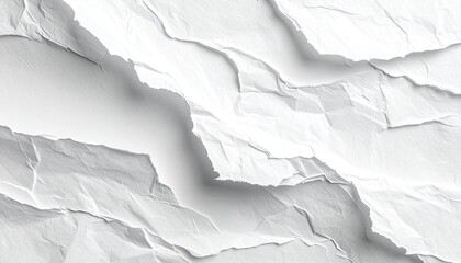 Close-up view of torn white paper with creases and sharp edges, textured