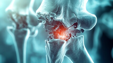 illustration of inflamed human knee joint