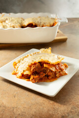 A view of a slice of gluten-free, dairy-free lasagna.