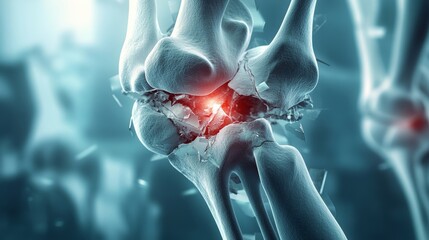 illustration of inflamed human knee joint