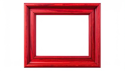 A square, wooden frame with a vibrant red finish, empty center, white background