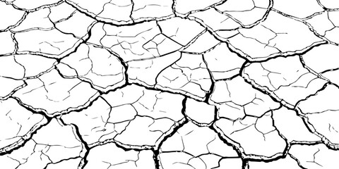 Close-up texture of dry cracked earth with irregular lines and natural abstract patterns. High-resolution cracked soil background for environment, drought, desert, and texture design concepts.