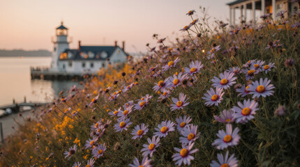 Field of Colorful Wildflowers in Autumn
