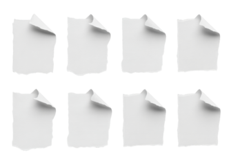 Dynamic collection of torn paper sheet elements, perfect for adding a touch of authentic texture to your designs, scrapbooking, and creative projects, conveying a sense of rawness