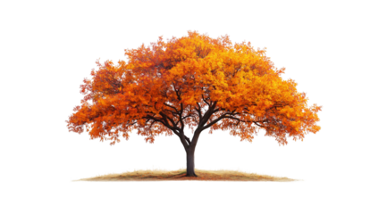 A stunning tree displays brilliant orange leaves, created with AI