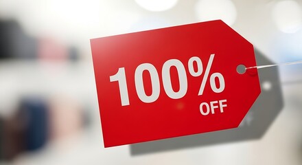 Red 100 Off Discount Tag for Sales and Promotions.