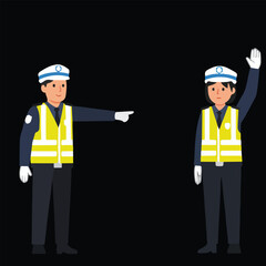 Traffic Policemen Directing Traffic with Hand Gestures