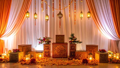 Elegant Indian Wedding Ceremony Stage Decoration