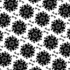 Seamless black and white abstract star pattern.