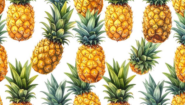 An array of golden-yellow fruits with prickly exteriors and spiky green tops, scattered against a stark white backdrop