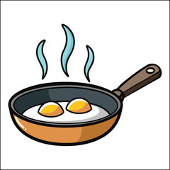 Fried egg with parsley leaves and spices on frying pan cooked fried eggs meal for breakfast