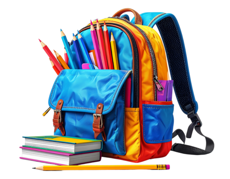 Back to School Backpack with Supplies Spilled