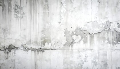 Aged, weathered concrete wall with peeling paint and water stains