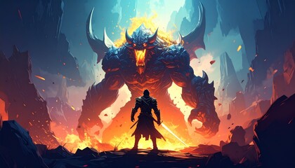 Final Boss Defeated. A conceptual gaming illustration.
