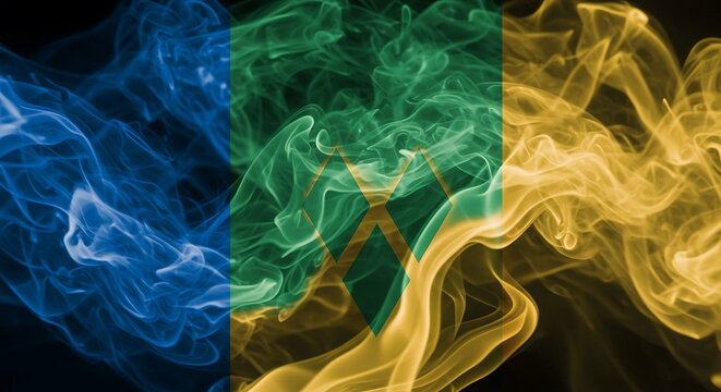 Elegant saint vincent and the grenadines flag created with flowing smoke effect