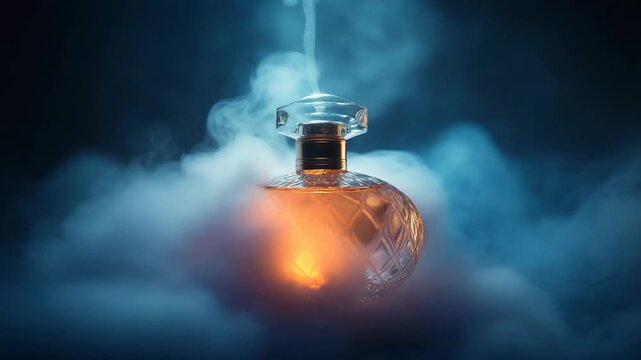 Magical Glowing Potion Bottle in Swirling Mystical Smoke.