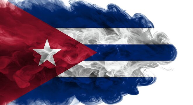 Smoky flag of Cuba with a red triangle and a white star conceptual illustration