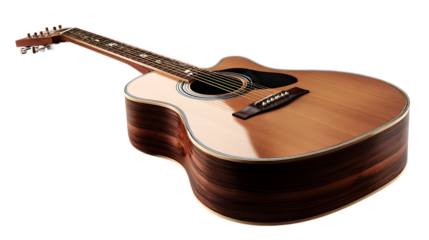 Acoustic guitar isolated on transparent background
