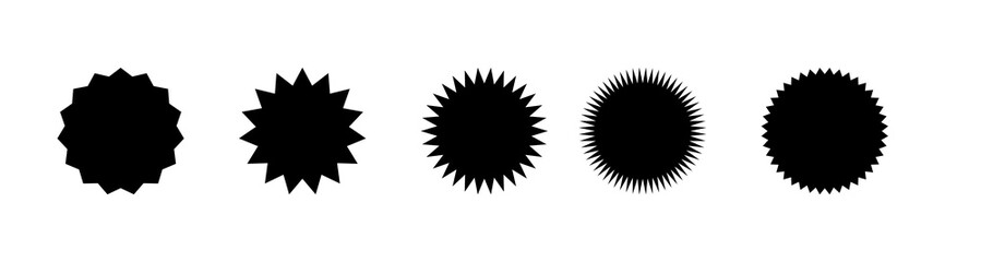 A view of a variations of a sun shape.