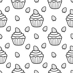 strawberry cake seamless pattern