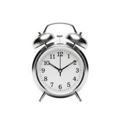 Classic silver twin bell alarm clock on a black background